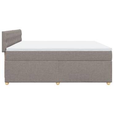 vidaXL Κρεβάτι Boxspring με Στρώμα Taupe 200x200cm Υφασμάτινο 1 τεμ. - Διπλό