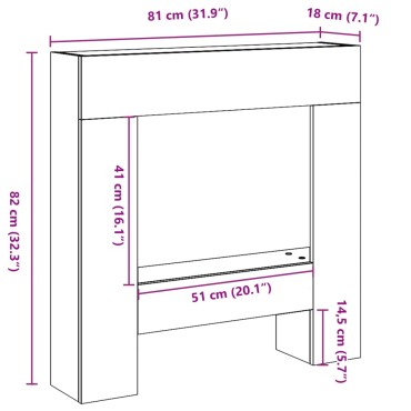 vidaXL Πλαίσιο Τζακιού Λευκό 81x18x82 εκ. από Επεξ. Ξύλο