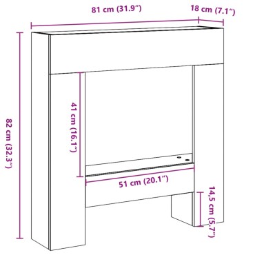 vidaXL Πλαίσιο Τζακιού Γκρι Σκυρ. 81x18x82 εκ. από Επεξ. Ξύλο