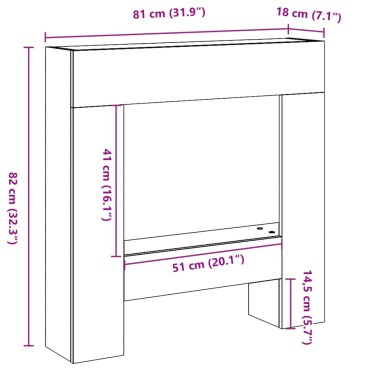 vidaXL Πλαίσιο Τζακιού Μαύρο 81x18x82 εκ. από Επεξ. Ξύλο