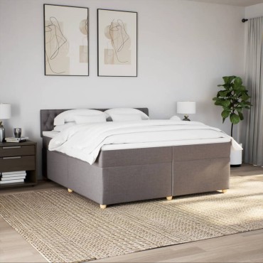 vidaXL Κρεβάτι Boxspring με Στρώμα Taupe 200x200cm Υφασμάτινο 1 τεμ. - Διπλό