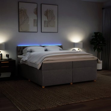vidaXL Κρεβάτι Boxspring με Στρώμα Taupe 200x200cm Υφασμάτινο 1 τεμ. - Διπλό