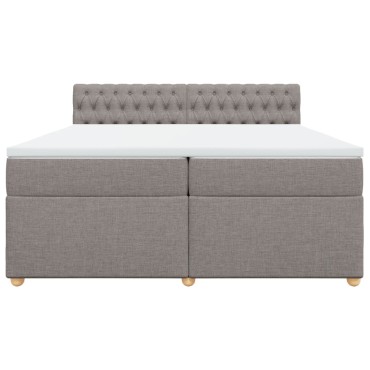 vidaXL Κρεβάτι Boxspring με Στρώμα Taupe 200x200cm Υφασμάτινο 1 τεμ. - Διπλό