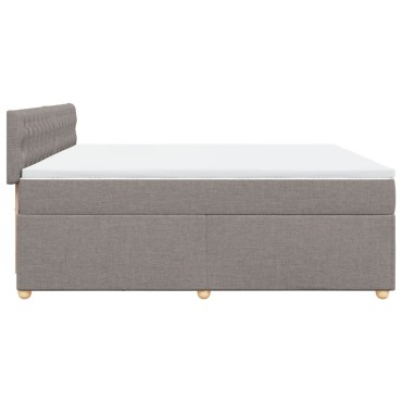 vidaXL Κρεβάτι Boxspring με Στρώμα Taupe 200x200cm Υφασμάτινο 1 τεμ. - Διπλό