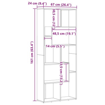vidaXL Βιβλιοθήκη Όψη Παλαιού Ξύλου 67x24x161cm Επεξεργασμένο Ξύλο 1 τεμ.