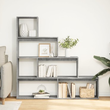vidaXL Βιβλιοθήκη/Διαχωρ. Χώρου 4 Επ. Γκρι 143,5x29x143,5cm Επ. Ξύλο 1 τεμ.