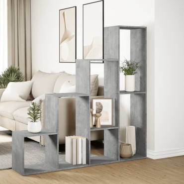 vidaXL Βιβλιοθήκη/Διαχωρ. Χώρου 4 Επ. Γκρι 143,5x29x143,5cm Επ. Ξύλο 1 τεμ.