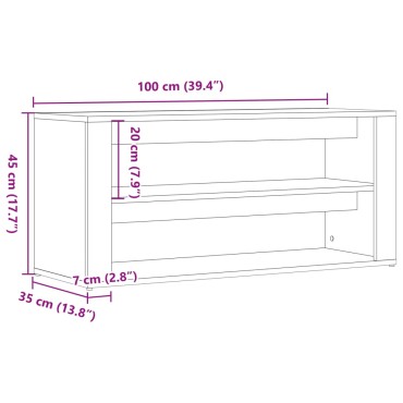 vidaXL Πάγκος Παπουτσιών Artisan Δρυς 100x35x45cm Επεξεργασμένο Ξύλο