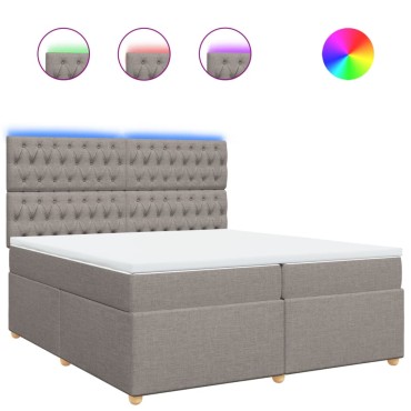 vidaXL Κρεβάτι Boxspring με Στρώμα Taupe 200x200cm Υφασμάτινο 1 τεμ. - Διπλό