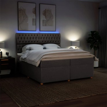 vidaXL Κρεβάτι Boxspring με Στρώμα Taupe 200x200cm Υφασμάτινο 1 τεμ. - Διπλό
