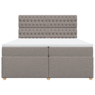 vidaXL Κρεβάτι Boxspring με Στρώμα Taupe 200x200cm Υφασμάτινο 1 τεμ. - Διπλό