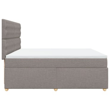 vidaXL Κρεβάτι Boxspring με Στρώμα Taupe 200x200cm Υφασμάτινο 1 τεμ. - Διπλό