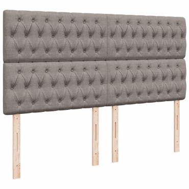 vidaXL Κρεβάτι Boxspring με Στρώμα Taupe 200x200cm Υφασμάτινο 1 τεμ. - Διπλό