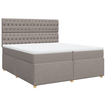 vidaXL Κρεβάτι Boxspring με Στρώμα Taupe 200x200cm Υφασμάτινο 1 τεμ. - Διπλό