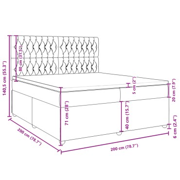 vidaXL Κρεβάτι Boxspring με Στρώμα Taupe 200x200 εκ. Υφασμάτινο