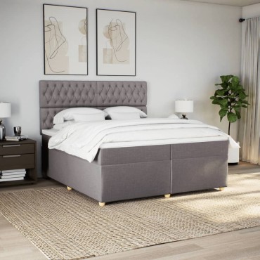 vidaXL Κρεβάτι Boxspring με Στρώμα Taupe 200x200cm Υφασμάτινο 1 τεμ. - Διπλό