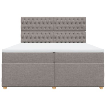 vidaXL Κρεβάτι Boxspring με Στρώμα Taupe 200x200cm Υφασμάτινο 1 τεμ. - Διπλό