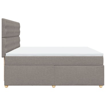 vidaXL Κρεβάτι Boxspring με Στρώμα Taupe 200x200cm Υφασμάτινο 1 τεμ. - Διπλό