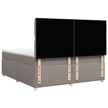 vidaXL Κρεβάτι Boxspring με Στρώμα Taupe 200x200cm Υφασμάτινο 1 τεμ. - Διπλό