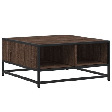 vidaXL Τραπεζάκι Σαλονιού Καφέ Δρυς 60,5x60,5x30cm Επ. Ξύλο&Μέταλλο 1 τεμ.