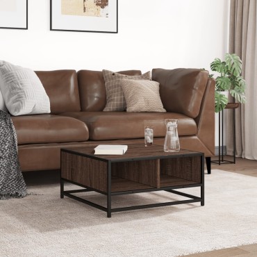 vidaXL Τραπεζάκι Σαλονιού Καφέ Δρυς 60,5x60,5x30cm Επ. Ξύλο&Μέταλλο 1 τεμ.