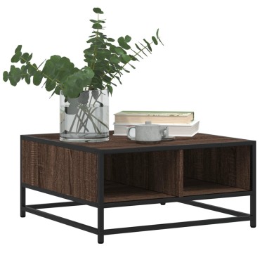 vidaXL Τραπεζάκι Σαλονιού Καφέ Δρυς 60,5x60,5x30cm Επ. Ξύλο&Μέταλλο 1 τεμ.