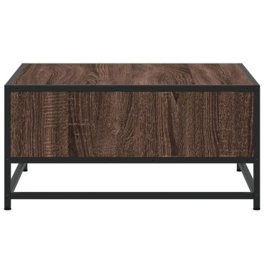 vidaXL Τραπεζάκι Σαλονιού Καφέ Δρυς 60,5x60,5x30cm Επ. Ξύλο&Μέταλλο 1 τεμ.