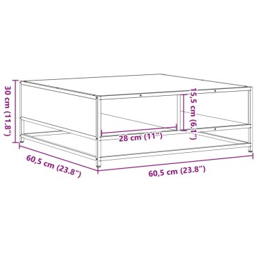 vidaXL Τραπεζάκι Σαλονιού Καφέ Δρυς 60,5x60,5x30cm Επ. Ξύλο&Μέταλλο 1 τεμ.