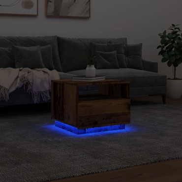 vidaXL Τραπεζάκι Σαλονιού με LED Όψη Παλαιού Ξύλου 50x49x40cm 1 τεμ.