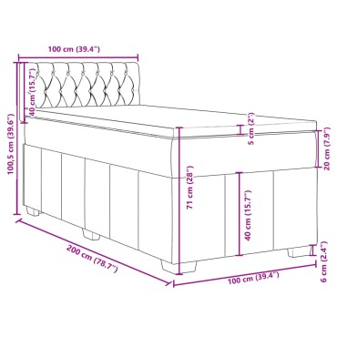 vidaXL Κρεβάτι Boxspring με Στρώμα Taupe 100 x 200 εκ. Υφασμάτινο