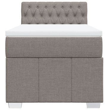 vidaXL Κρεβάτι Boxspring με Στρώμα Taupe 100 x 200 εκ. Υφασμάτινο