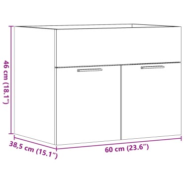 vidaXL Ντουλάπι Νιπτήρα Γκρι Σκυροδέματος 60x38,5x46cm Επεξ. Ξύλο 1 τεμ.