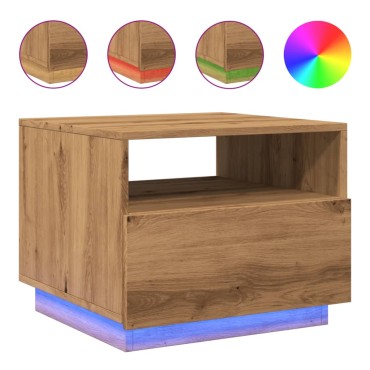 vidaXL Τραπεζάκι Σαλονιού με LED Artisan Δρυς 50x49x40cm 1 τεμ.