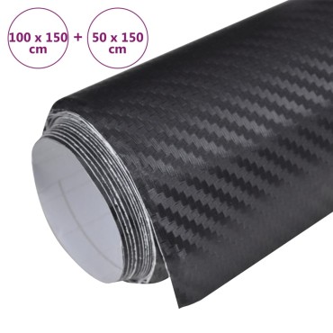 vidaXL Μεμβράνες Αυτοκινήτου 3D 2 τεμ. Μαύρες 100x150 εκ. & 50x150 εκ.