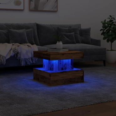 vidaXL Τραπεζάκι Σαλονιού με LED Όψη Παλαιού Ξύλου 50x50x40cm 1 τεμ.