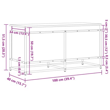 vidaXL Κουτί Αποθήκευσης με Καφέ Δρυς 100x40x51,5 εκ. Επεξ. Ξύλο