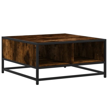 vidaXL Τραπεζάκι Σαλονιού Καπνιστή Δρυς60,5x60,5x30cm Επ. Ξύλο&Μέταλλο 1 τεμ.