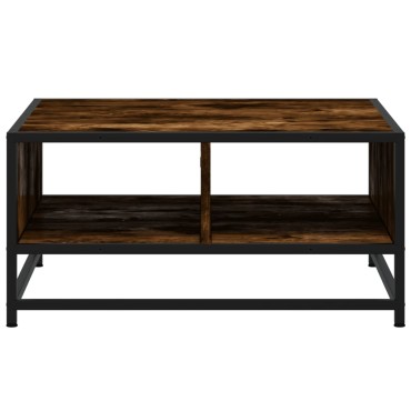 vidaXL Τραπεζάκι Σαλονιού Καπνιστή Δρυς60,5x60,5x30cm Επ. Ξύλο&Μέταλλο 1 τεμ.