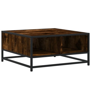 vidaXL Τραπεζάκι Σαλονιού Καπνιστή Δρυς60,5x60,5x30cm Επ. Ξύλο&Μέταλλο 1 τεμ.