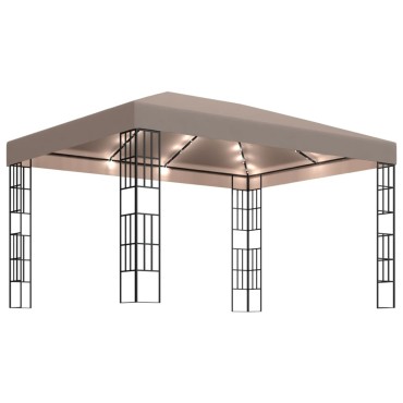 vidaXL Κιόσκι με Φωτάκια LED Taupe 4 x 3 μ.