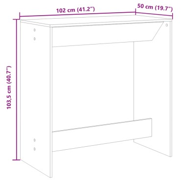 vidaXL Τραπέζι Μπαρ Μαύρο 102x50x103,5cm Επεξεργ. Ξύλο 1 τεμ.