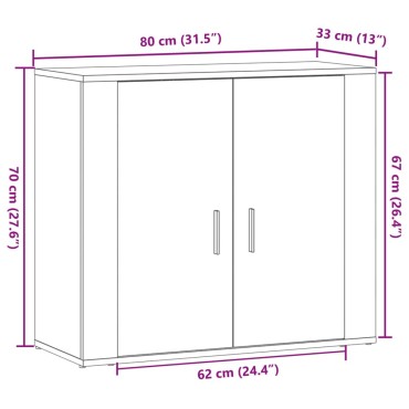 vidaXL Ντουλάπι Artisian Δρυς 80x33x70cm από Επεξεργασμένο Ξύλο 1 τεμ.