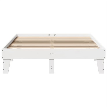 vidaXL Σκελετός Κρεβ. Χωρίς Στρώμα Λευκό 140x190 εκ Μασίφ Πεύκο