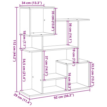 vidaXL Βιβλιοθήκη/Διαχωριστικό Χώρου Δρυς 92x29x112cm Επεξ. Ξύλο 1 τεμ.