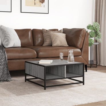 vidaXL Τραπεζάκι Σαλονιού Γκρι Sonoma 60,5x60,5x30cm Επεξ.Ξύλο/Μέταλλο 1 τεμ.