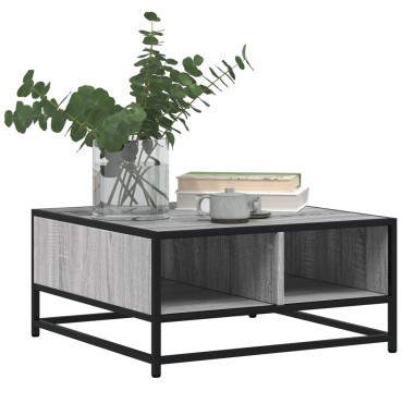 vidaXL Τραπεζάκι Σαλονιού Γκρι Sonoma 60,5x60,5x30cm Επεξ.Ξύλο/Μέταλλο 1 τεμ.