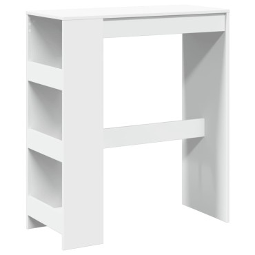 vidaXL Τραπέζι Μπαρ με Ράφια Λευκό 90x40x103,5cm Επεξεργ. Ξύλο 1 τεμ.