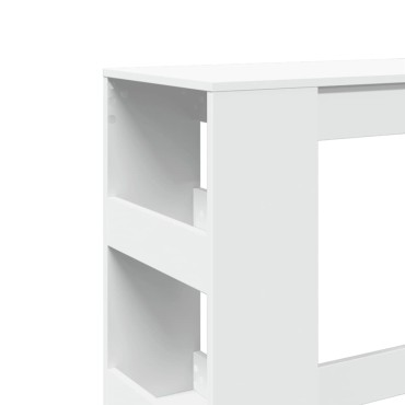 vidaXL Τραπέζι Μπαρ με Ράφια Λευκό 90x40x103,5cm Επεξεργ. Ξύλο 1 τεμ.