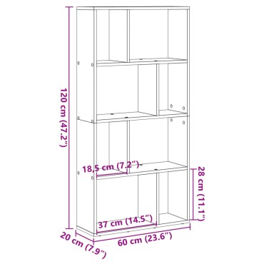 vidaXL Βιβλιοθήκη Λευκή 60x20x120cm από Επεξεργασμένο Ξύλο 1 τεμ.