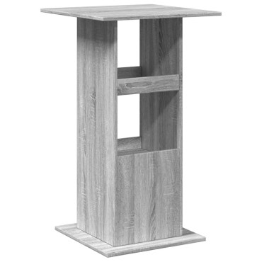vidaXL Τραπέζι Μπαρ με Ράφια Γκρι Sonoma 60x60x102cm Επεξ. Ξύλο 1 τεμ.